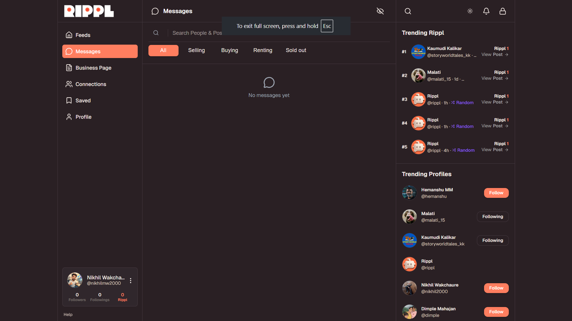 Messages Hub Chat - Desktop View